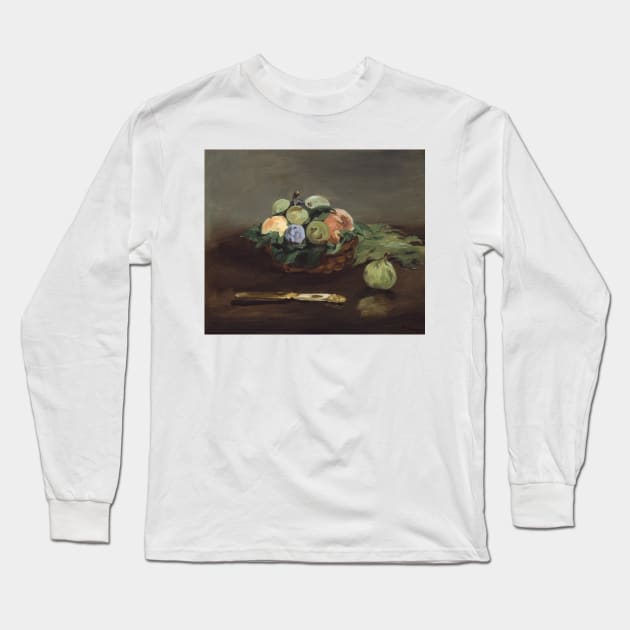 Basket of Fruit by Edouard Manet Long Sleeve T-Shirt by Classic Art Stall